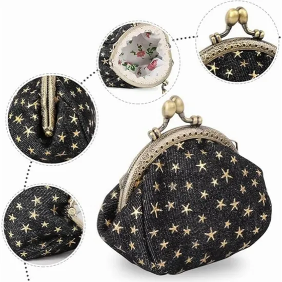 Wholesale Denim Buckle Lipstick Bag Retro Handmade Pocket Coin Purse