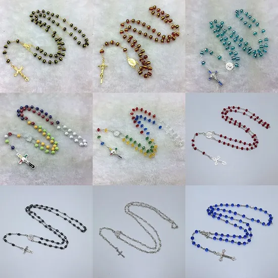 High Quality Handmade Rosary Necklace Cross Christ Jesus Virgin Mary Catholic Gift Giveaway 