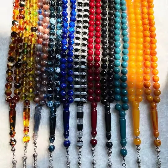 99beads Glass Pearl Seed Jewelry Bracelet Islamic Tassel Pendant Muslim Prayer Beads 