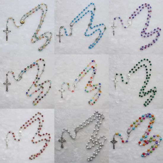 Hot Selling Natural Wooden Bead Cross Rosaries Religious Handmade Woven Prayer Ornament Catholic Rosaries 